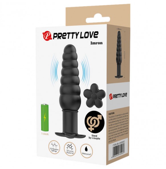 Pretty Love - Imron Vibrating Anal Plug Massager (Battery - Black)